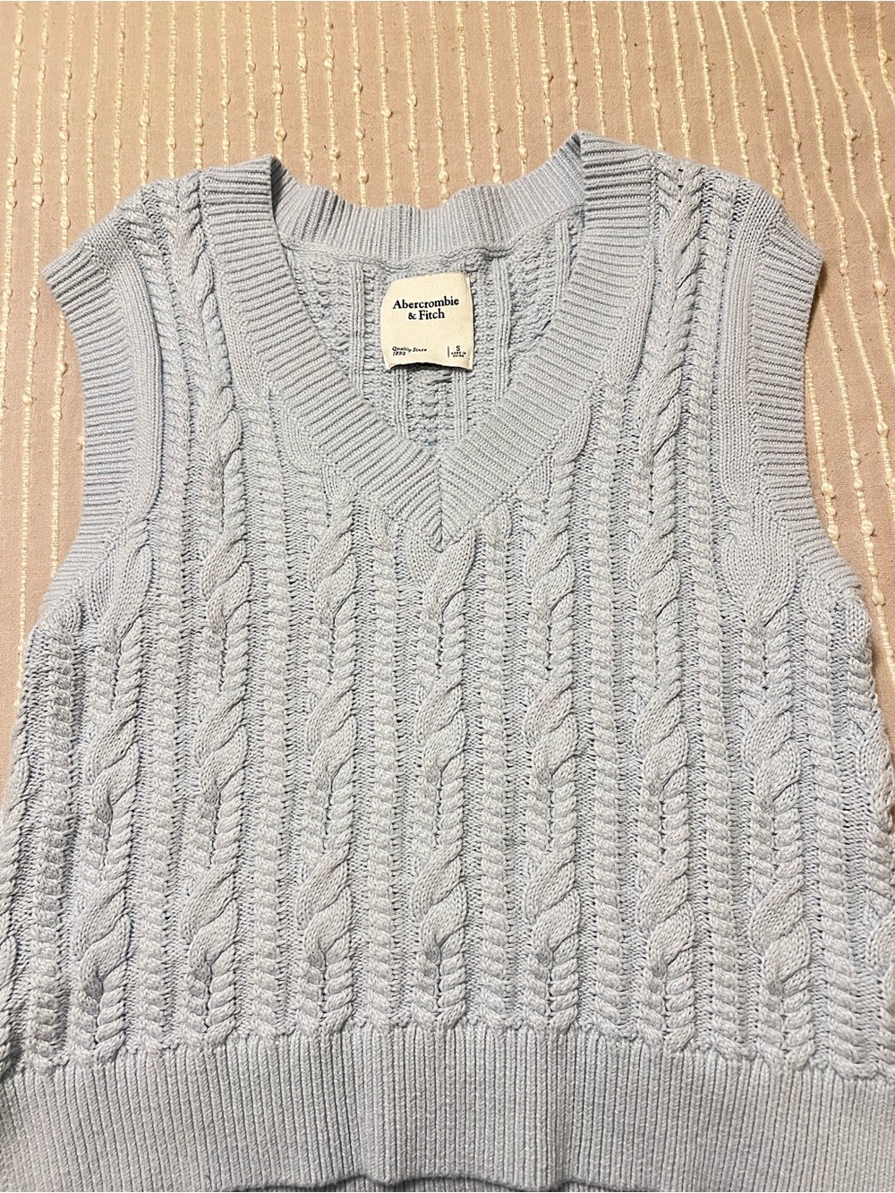 Abercrombie & Fitch Light Blue Cable Knit V-Neck Sweater Vest